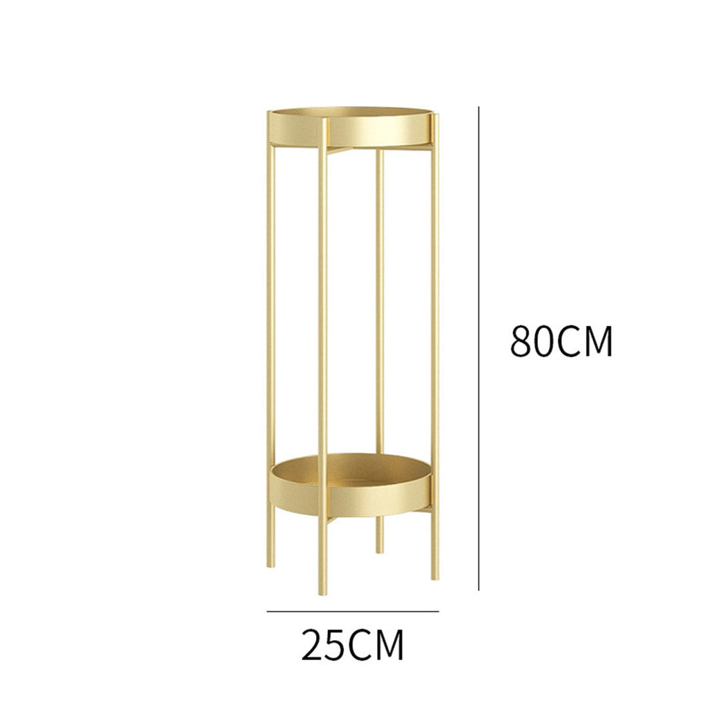 Gold Metal Plant Stand 80cm 2-Tier — Set of 4