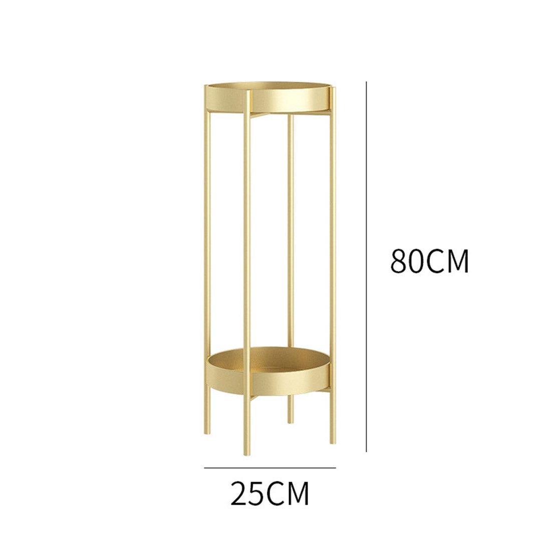 Gold Metal Plant Stand 80cm 2-Tier — Set of 4