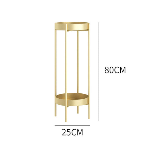 Gold Metal Plant Stand 80cm 2-Tier — Set of 4
