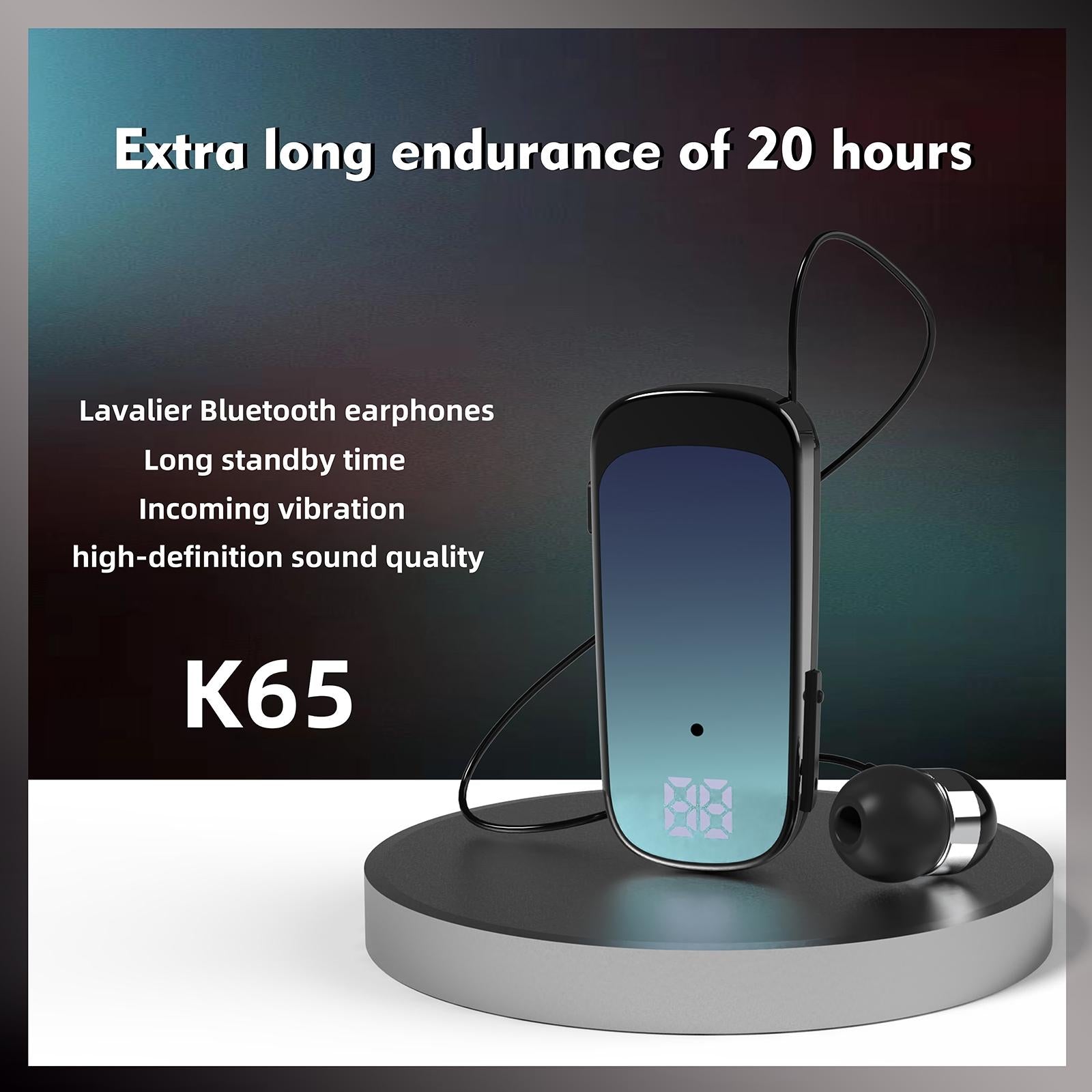 K65 Wireless Business Earbuds with Retractable Cable