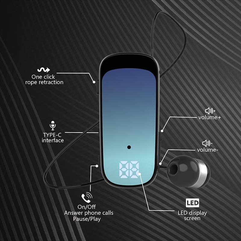 K65 Wireless Business Earbuds with Retractable Cable