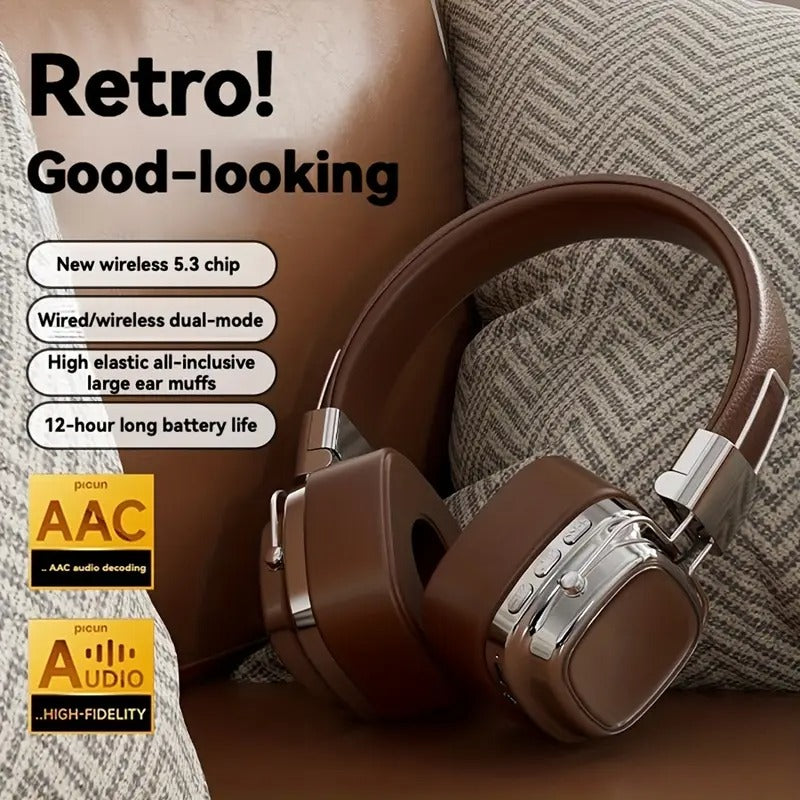 Retro Wireless Headphones with HiFi Sound & Deep Bass